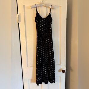 LOFT Black Strappy Crane Maxi Slip Dress